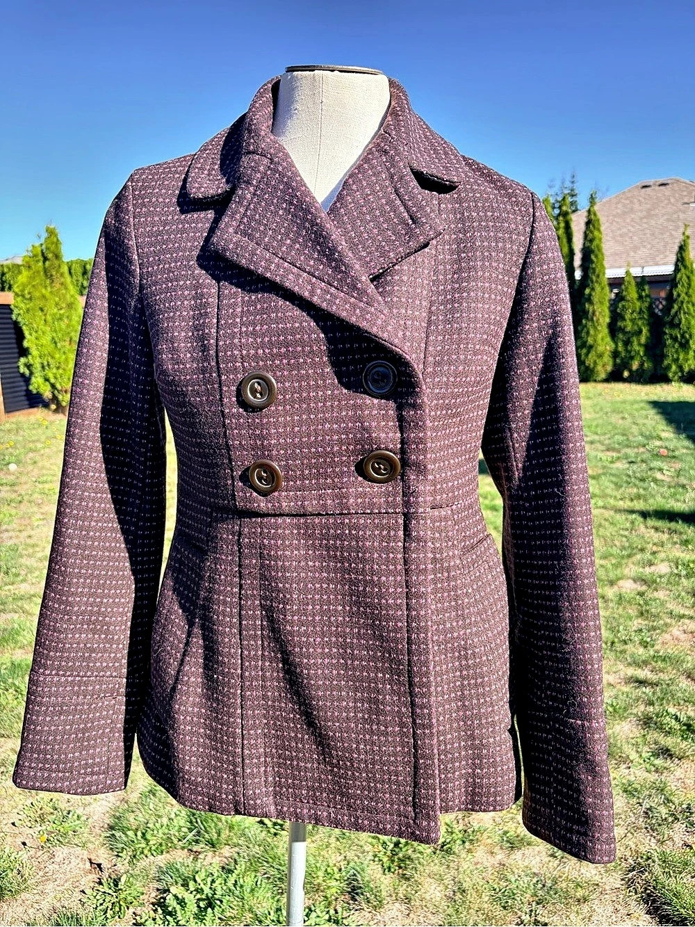 Fall 2010 Banana Republic double-breasted tweed peacoat jacket. Size XS